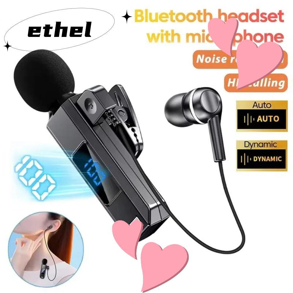 ETHEL หูฟังแบบหนีบคอปก, ตัดเสียงรบกวนพร้อมไมโครโฟนหูฟังไร้สาย,การโทร HD พร้อมการชาร์จชุดหูฟัง Blueto