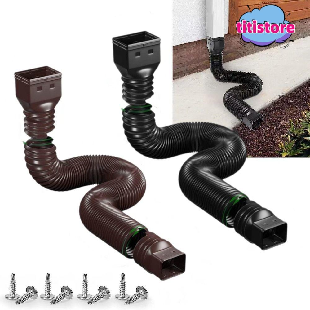 TITISTORE Drain Downspout Extender,พร้อมสกรู Rainwater Drain Rain Gutter Downspout Extensions,ทนทานป
