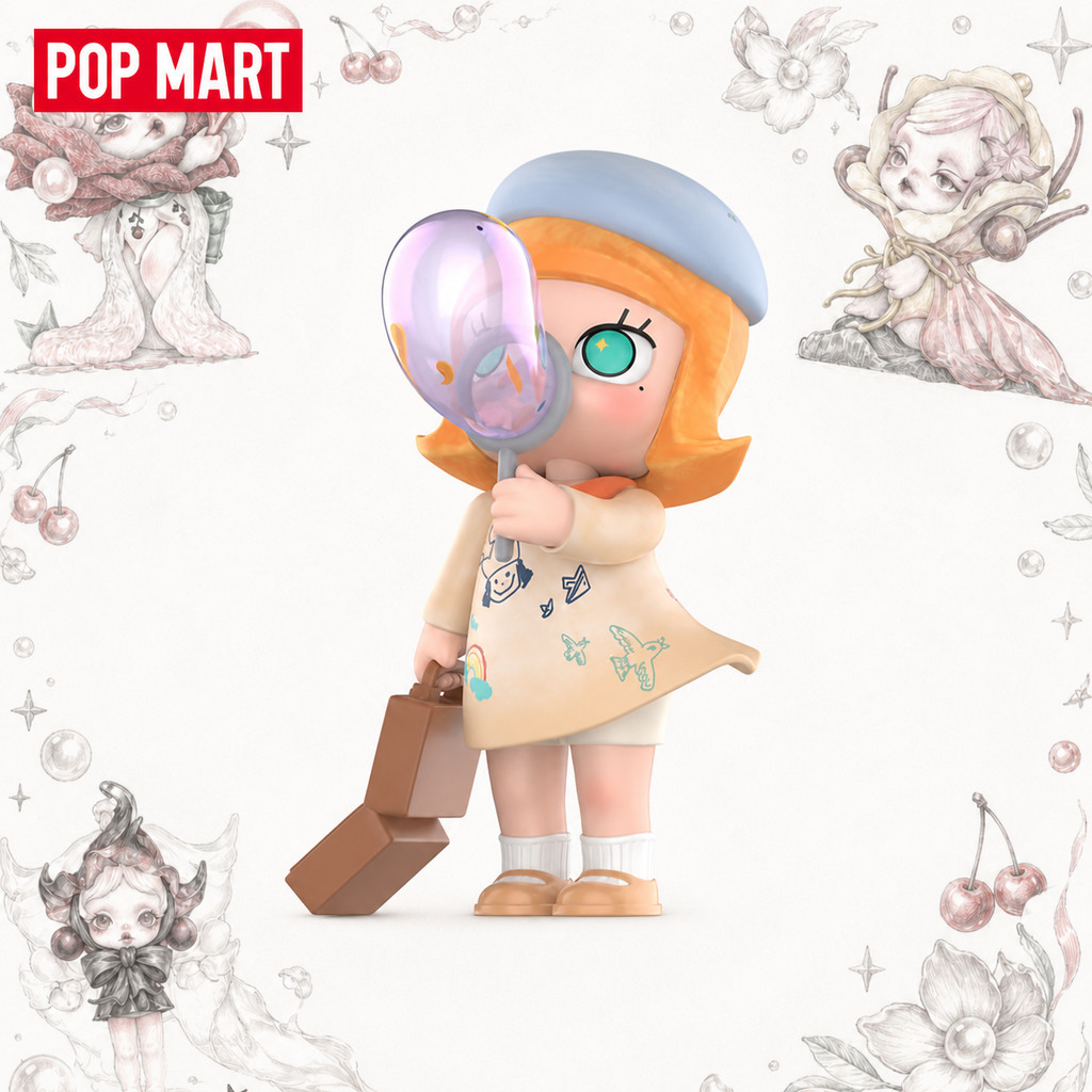 P POPMART MOLLY Dream Chasing Bubble ของขวัญเล่นฟิกเกอร์อินเทรนด์