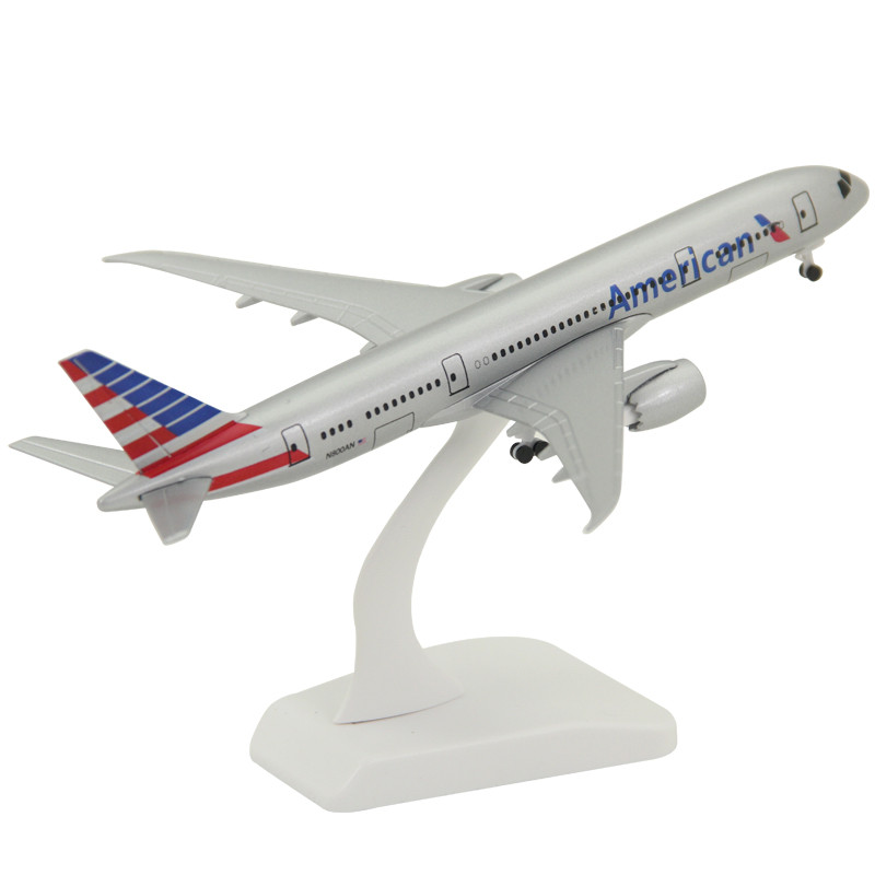 Solid Alloy เครื่องบินรุ่น Boeing B787-9 อเมริกันเครื่องบินของขวัญเครื่องประดับ Landing Stand 18 ซม.