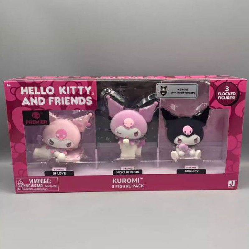 Sanrio kuromi kuromi Flocking ตุ๊กตาตุ๊กตาเครื่องประดับเด็กอะนิเมะสินค้าชุด kuromi