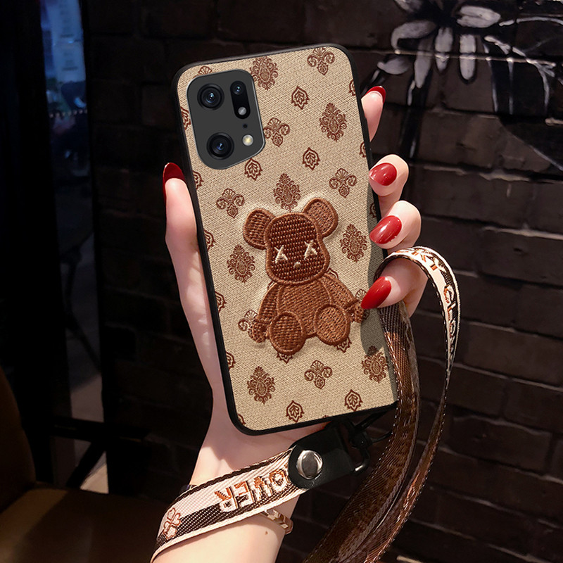 เหมาะสําหรับ OPPOFindX5 ปักหมี K10X โทรศัพท์มือถือซองหนัง findx3pro เคสป้องกัน FINDX2PRO ซิลิโคน Hal