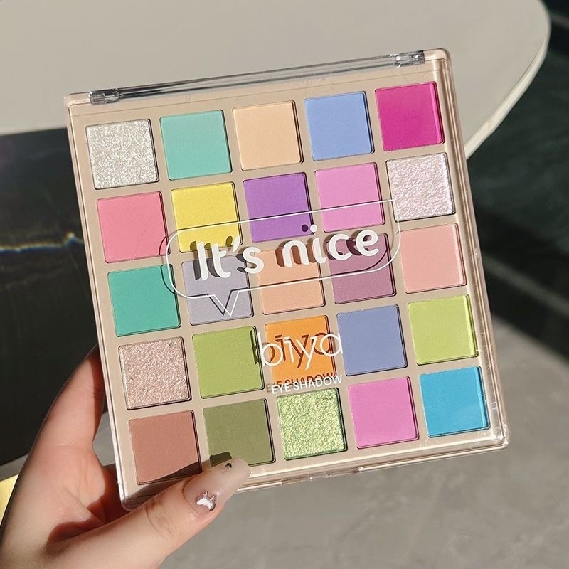 Biya Biya Biya Macaron 25 Color Eyeshadow Palette Female Dopamine Pearl Glitter สีส้ม สีน้ําตาล