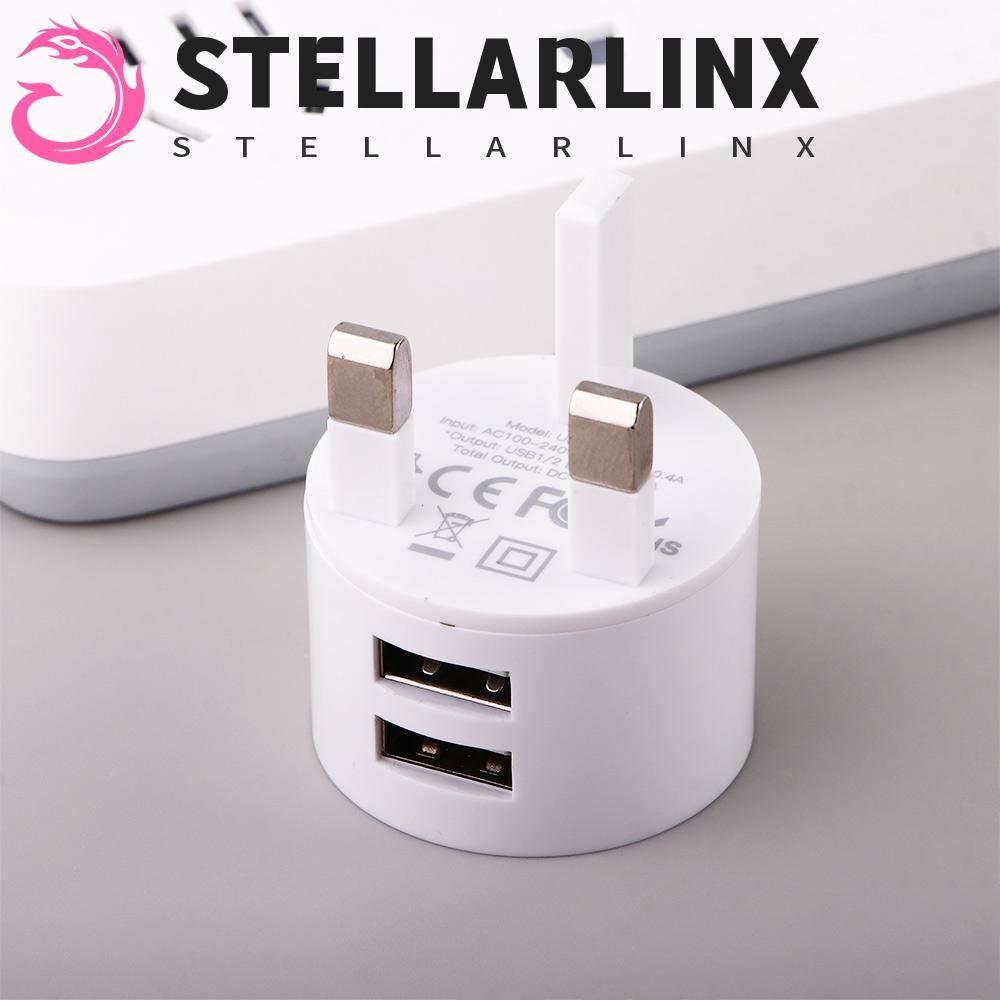 STELLARLINX เครื่องชาร์จโทรศัพท์มือถือ EU UK Dual USB Mini Adapter Travel Charger Charger Adapter Tr