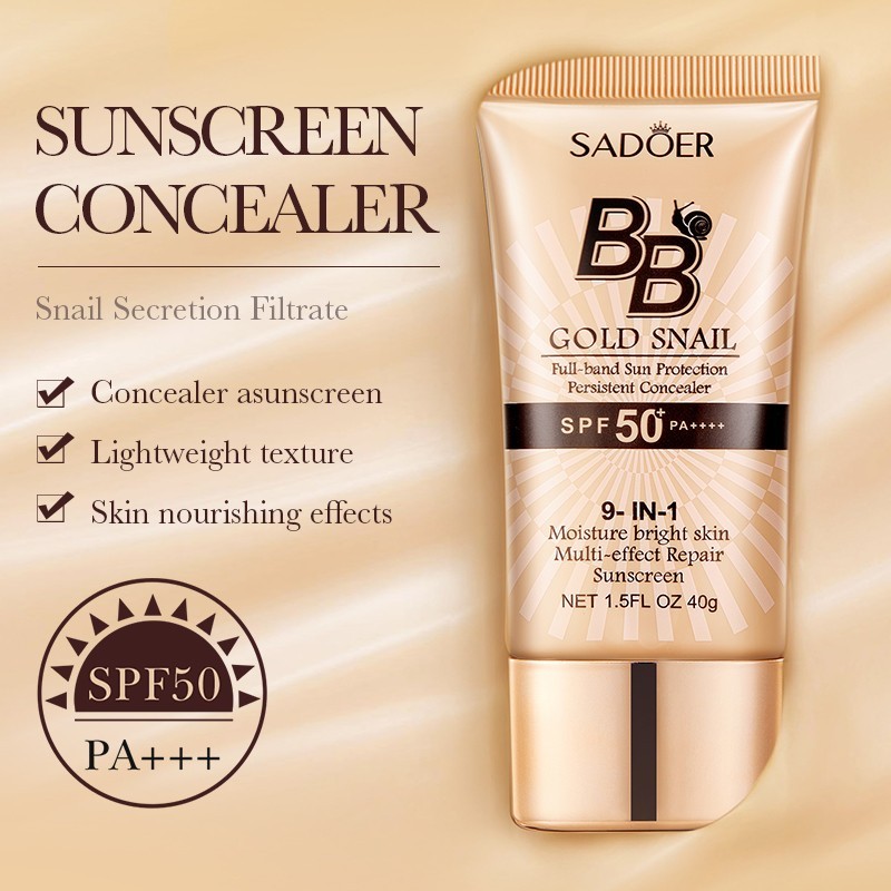 ROREC SADOER SPF50+ PA+++ Gold Snail Sunscreen BB Cream คอนซีลเลอร์ครีม Sunblock 40g