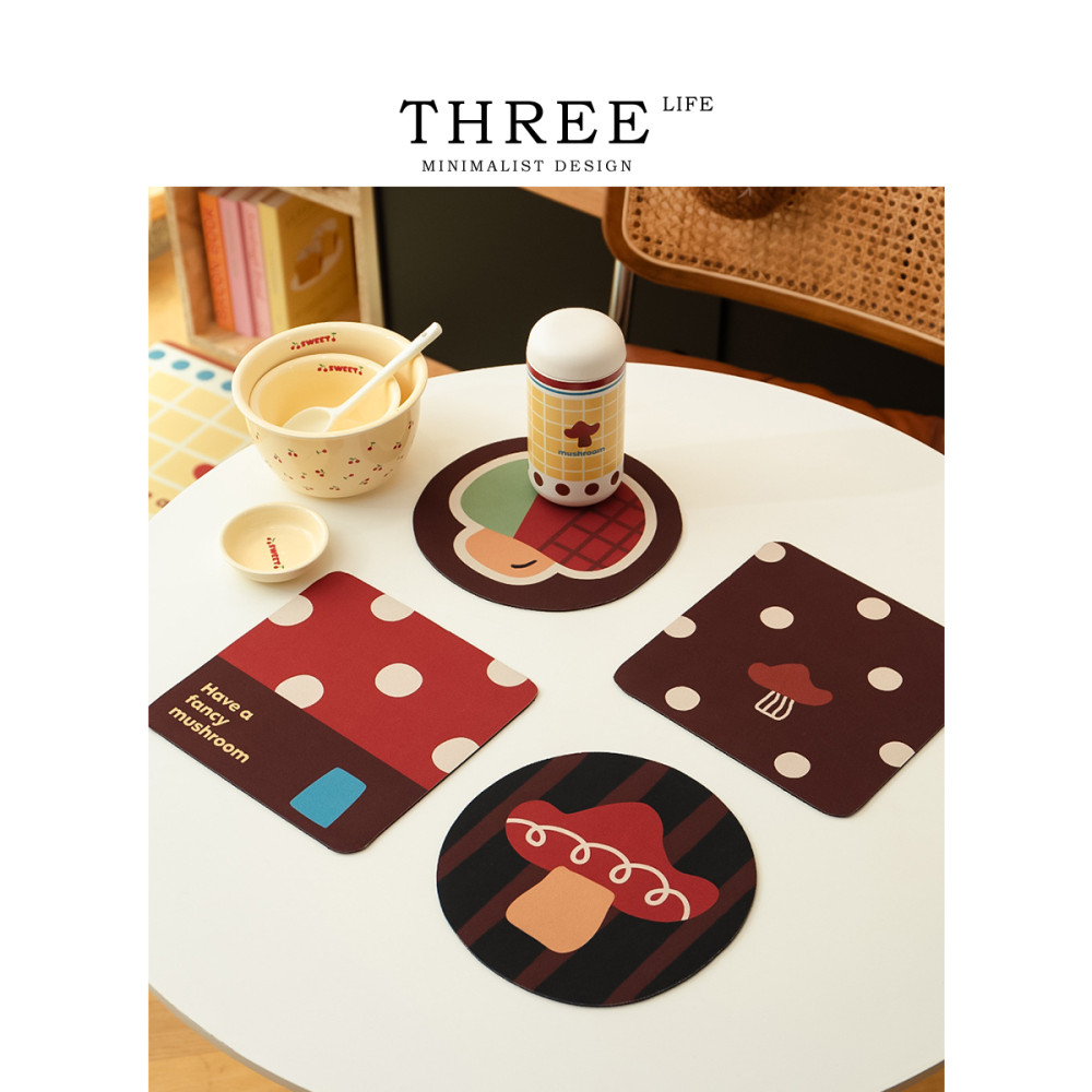 Tlife·Mushroom·แผ่นรองแก้วสําหรับอาหารมื้อเย็นแผ่นรองฝ่าเท้าซิลิโคนกันลื่น|