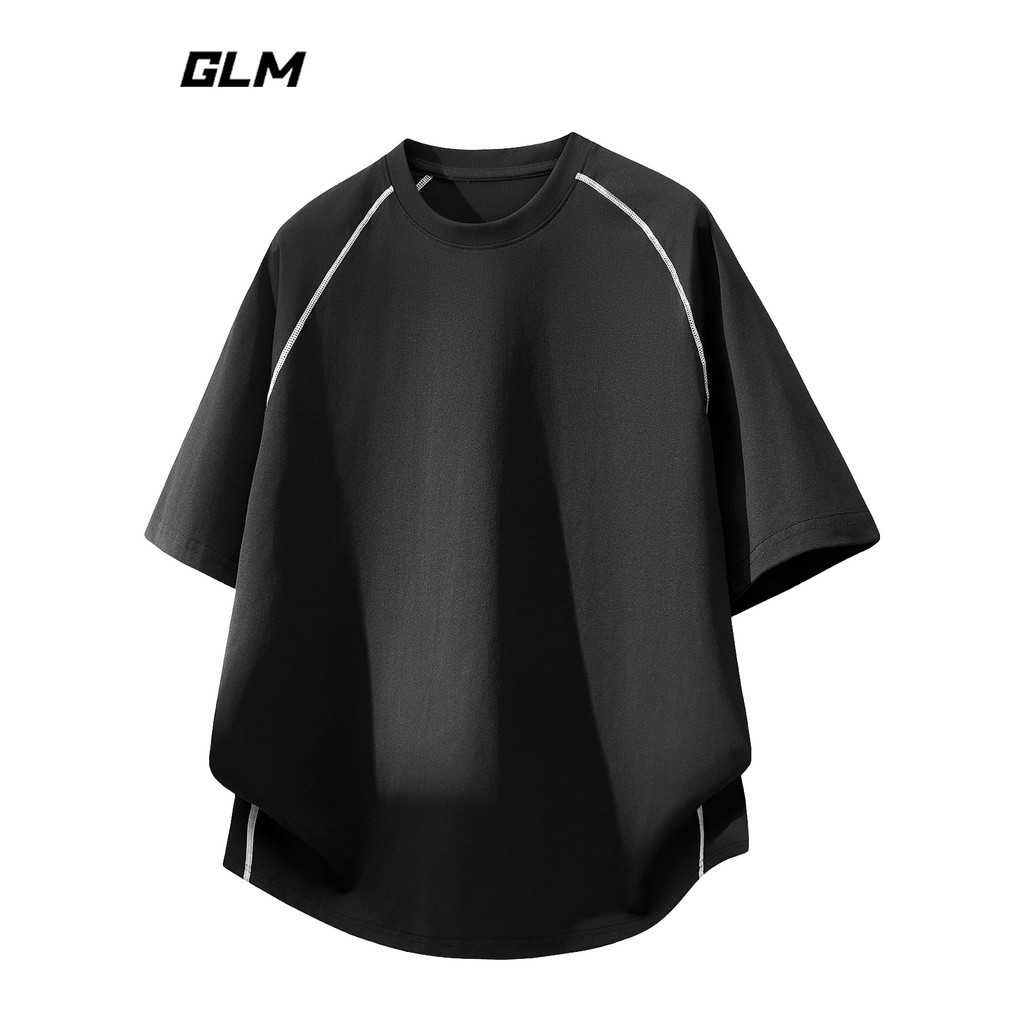 GLM อย่างเป็นทางการแท้ 2026 ฤดูร้อนสไตล์ใหม่ลําลองเปิดสายเสื้อยืดแขนสั้นผู้ชายหลวมรอบคอครึ่ง-