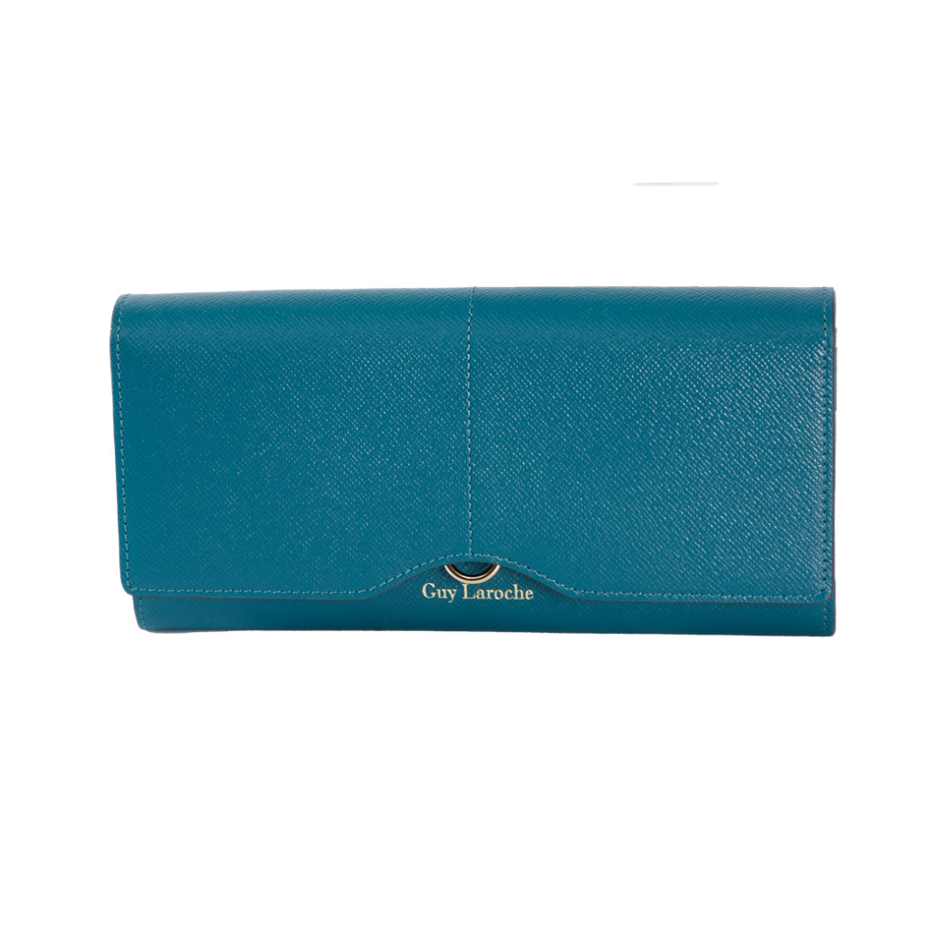 Guy Laroche กระเป๋าสตางค์ผู้หญิง กระเป๋าสตางค์ 2 พับยาวแบบบางสีเขียว รุ่น AGP09132S6GRL