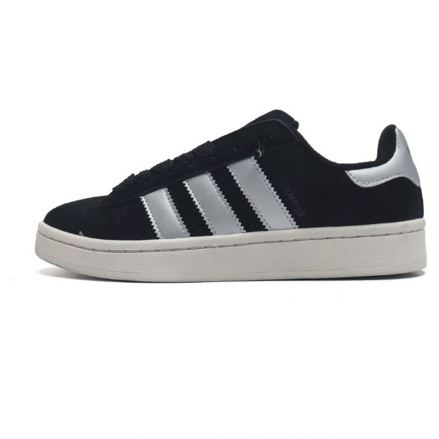 Adidas Campus 00s รองเท้าบอร์ดลําลองตัดต่ําสีดําและสีเงิน EF6J