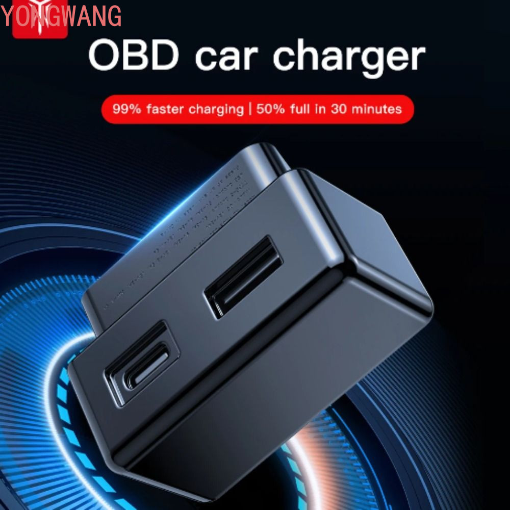 YONGWANG66ZX OBD อะแดปเตอร์ชาร์จ, OBD USB Type-C OBD ที่ชาร์จแบตในรถ, อะแดปเตอร์ไฟฟ้า Fast ชาร์จ Dua