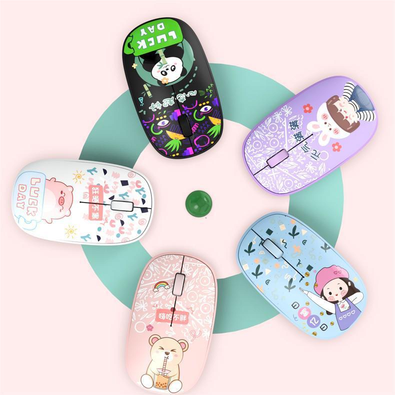 สํานักงานทาสีไร้สาย 2.4g ธุรกิจการ์ตูนเมาส์บลูทูธ Silent Photoelectric Mouse t93d