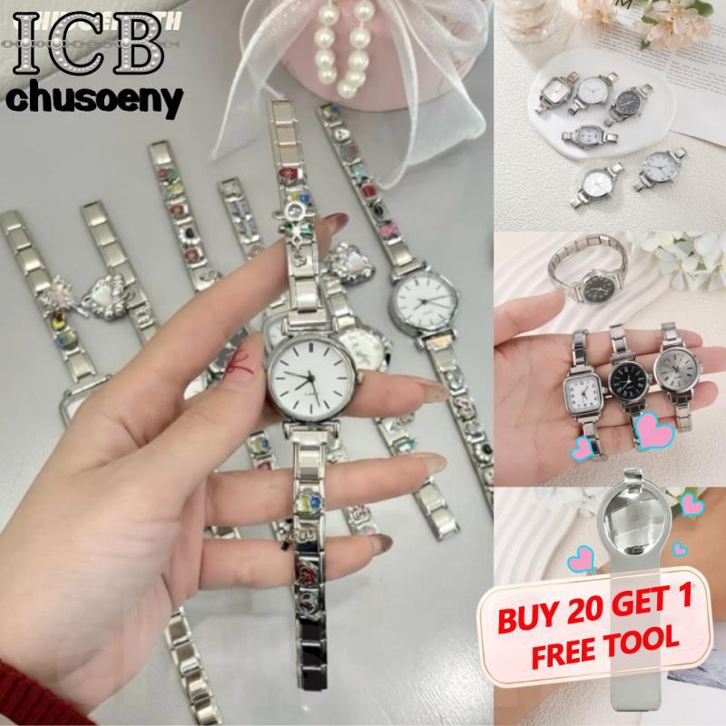 นาฬิกา Hot DIY Italian Charm Modular ใหม่ Sliver ข้อมือเพื่อนที่ดีที่สุดพ่อดอกไม้อิตาเลี่ยน Charm Links Fit 9 มม.สร้อยข้อมือสแตนเลสทําเครื่องประดับ