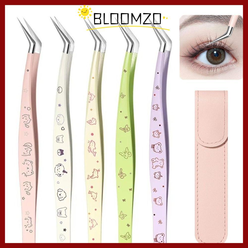 CODBLOOMZO แหนบขนตาปลอม,พร้อมหนังสแตนเลส Lashes Extension Tweezer, Professional ความแม่นยําสูง Anti-static การ์ตูน Eyelash Curler เครื่องมือแต่งหน้าความงาม