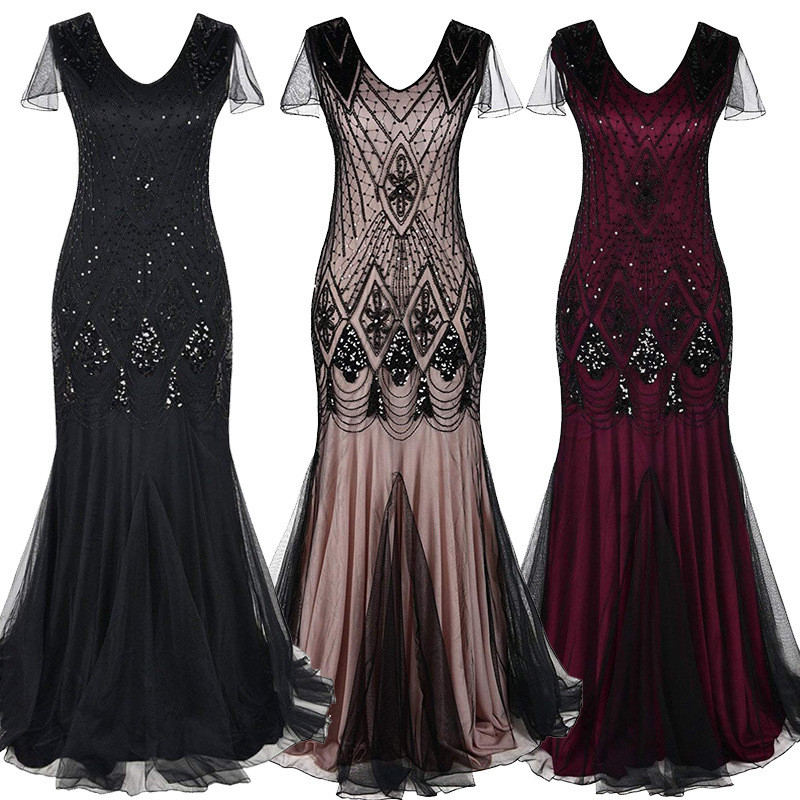 1920 เลื่อมชุด Gatesby Retro Dress Plus ขนาดจัดเลี้ยงชุด