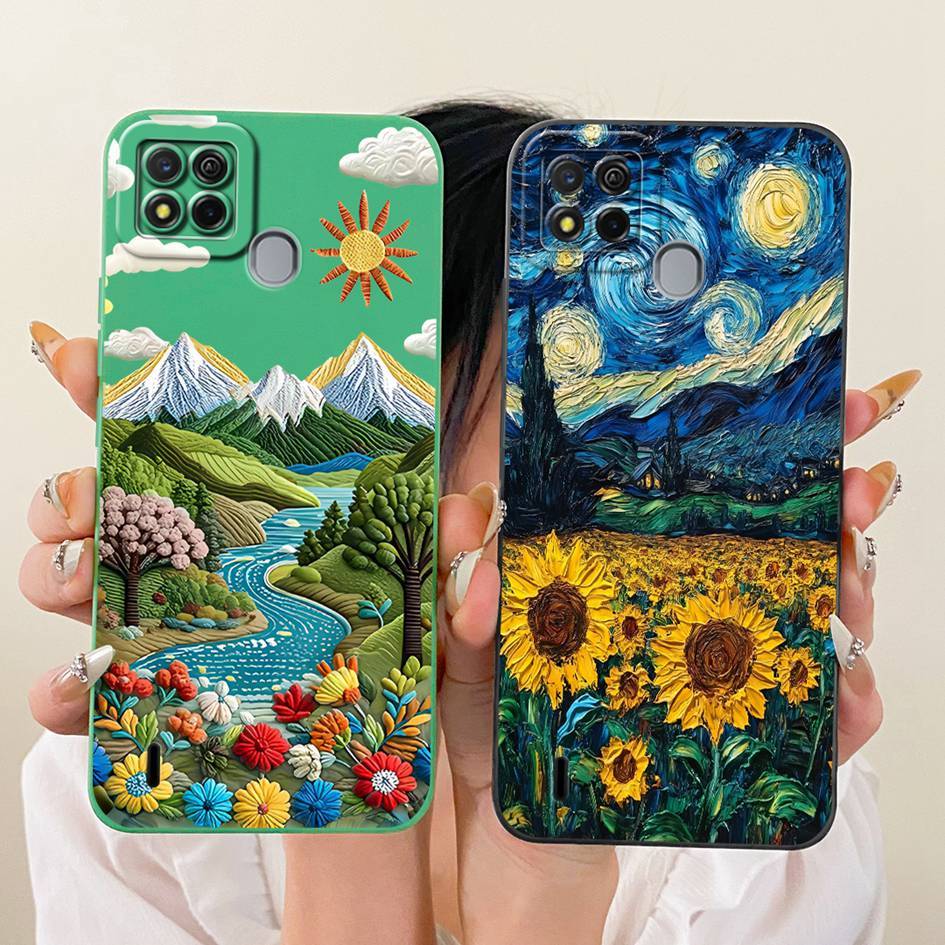สําหรับ Itel A57 57 Pro ฝาครอบ A611W W6004 ยอดนิยมดอกทานตะวันทาสีซิลิโคนนุ่มป้องกันกรณีสําหรับ Itel 