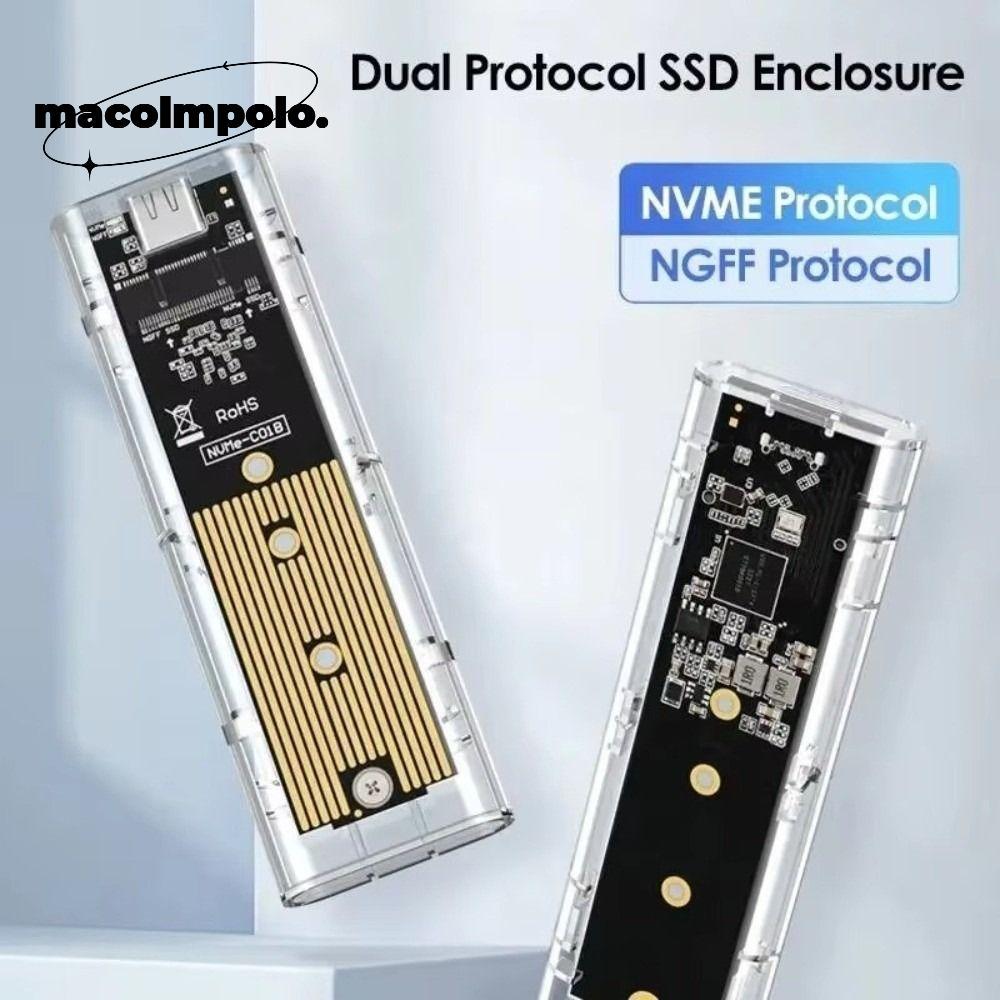 NVMe SSD,พลาสติกโปร่งใสM.2 SSD Enclosure,แบบพกพา Plug and Play SSDอะแดปเตอร์SSDการสํารองข้อมูลSSD