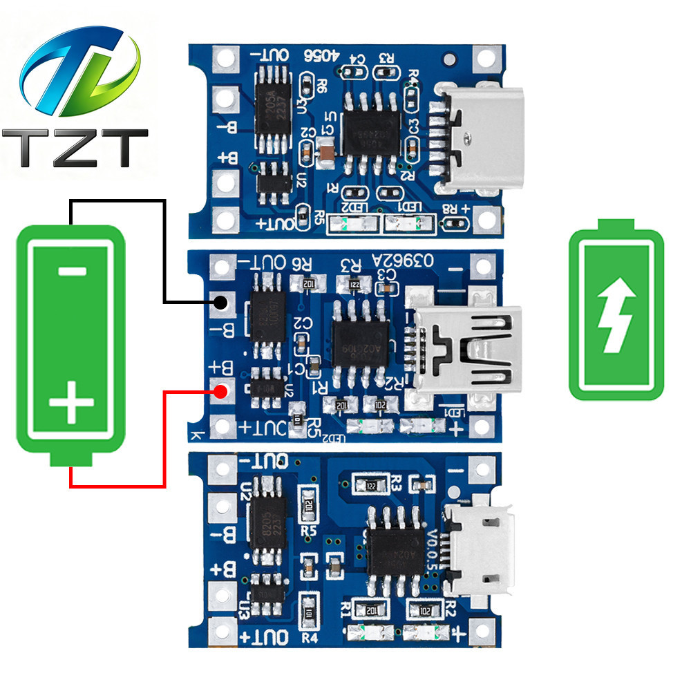 2-5PCS 5V 1A Micro USB 18650 type-c แบตเตอรี่ลิเธียมชาร์จโมดูล + ป้องกันฟังก์ชั่น Dual TP4056 18650