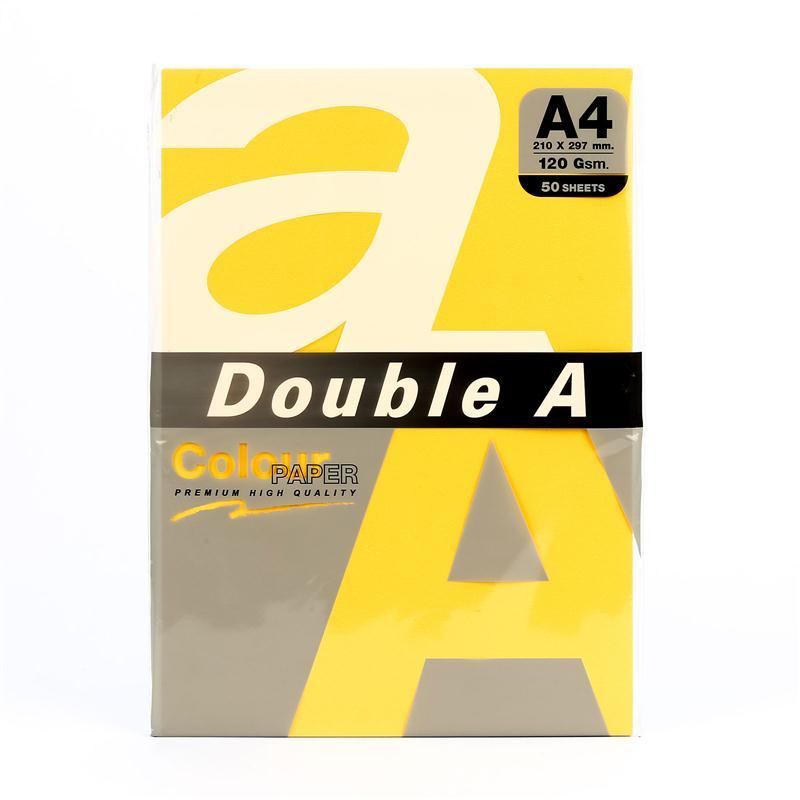 Double A กระดาษการ์ดสี หนา 120 แกรม สีส้ม ขนาด A4 (แพ็ค 50 แผ่น)