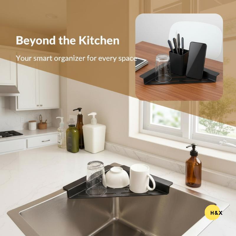 H&X Corner Sink Drying Ra, Over-Sink Drainer & Sponge Holder