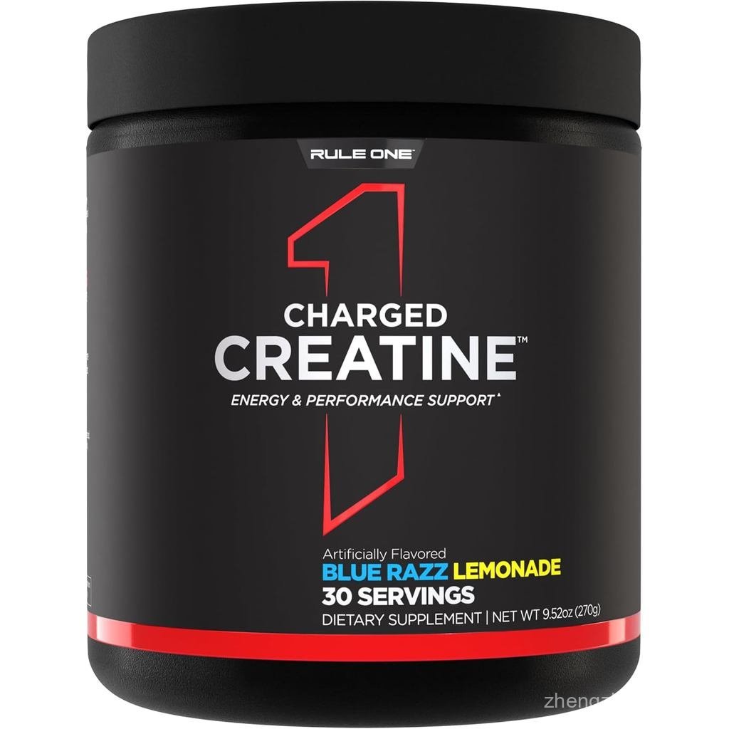 Rule 1 Proteins Charged Creatine Blue Razz Lemonade 30 เสิร์ฟ | ออกกําลังกายมัลติฟังก์ชั่นพร้อม Crea