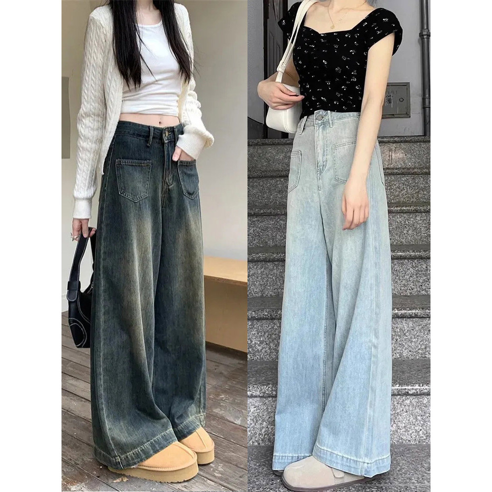 กางเกงยีนส์เอวสูงwomen pantsทรงหลวมใส่สบายxs-4xl กางเกงยีนส์ขากระบอกผู้หญิงกางเกงยีนส์ buggy jeans ข