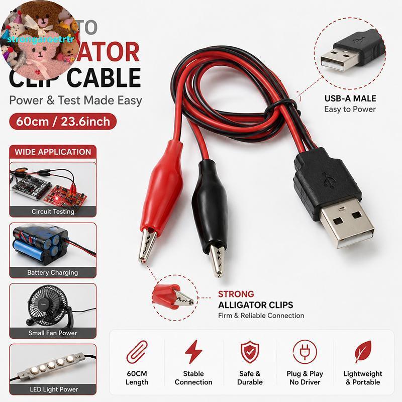 Strongaroetr Rust Proof จระเข้ Test Clamp to USB Connector Test Leads ชาย/หญิง Soet สําหรับเครื่องใช