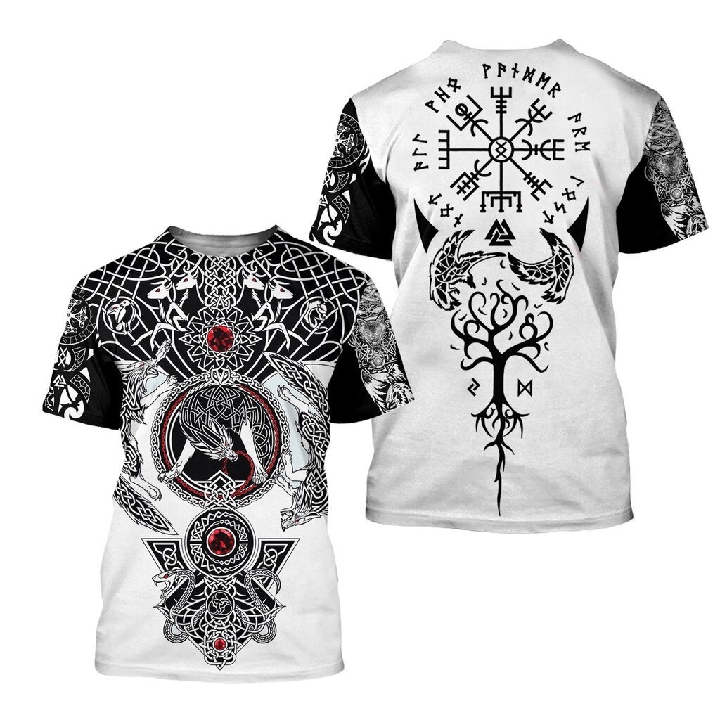 T SHIRT   3D Printed Viking Tattoo Art Clothes Short-sleeved（free custom NAME&LOGO)