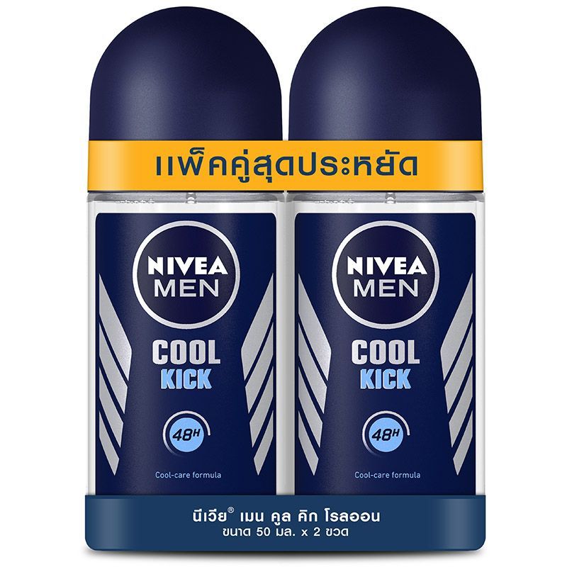 นีเวียฟอร์เมนดีโอโรลออนคลูคิก 50มล. แพค 2 Nivea for Men Deo Rollon Cool Kick 50ml. Pack 2