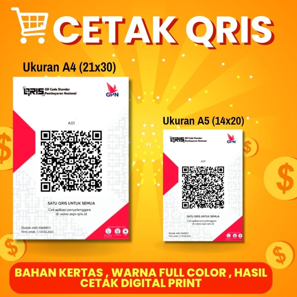 QRIS QR CODE SCAN BARCODE PHOTO PAPER MATERIAL/STICKER/PRINT เท่านั้น