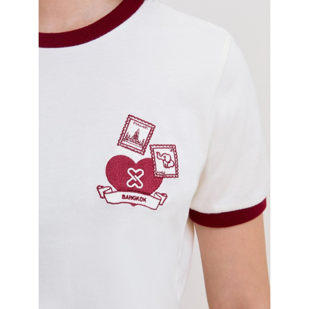 [Pomelo] เสื้อยืดคอกลมพิมพ์ลาย / Graphic Ringer Tee — صورة 3