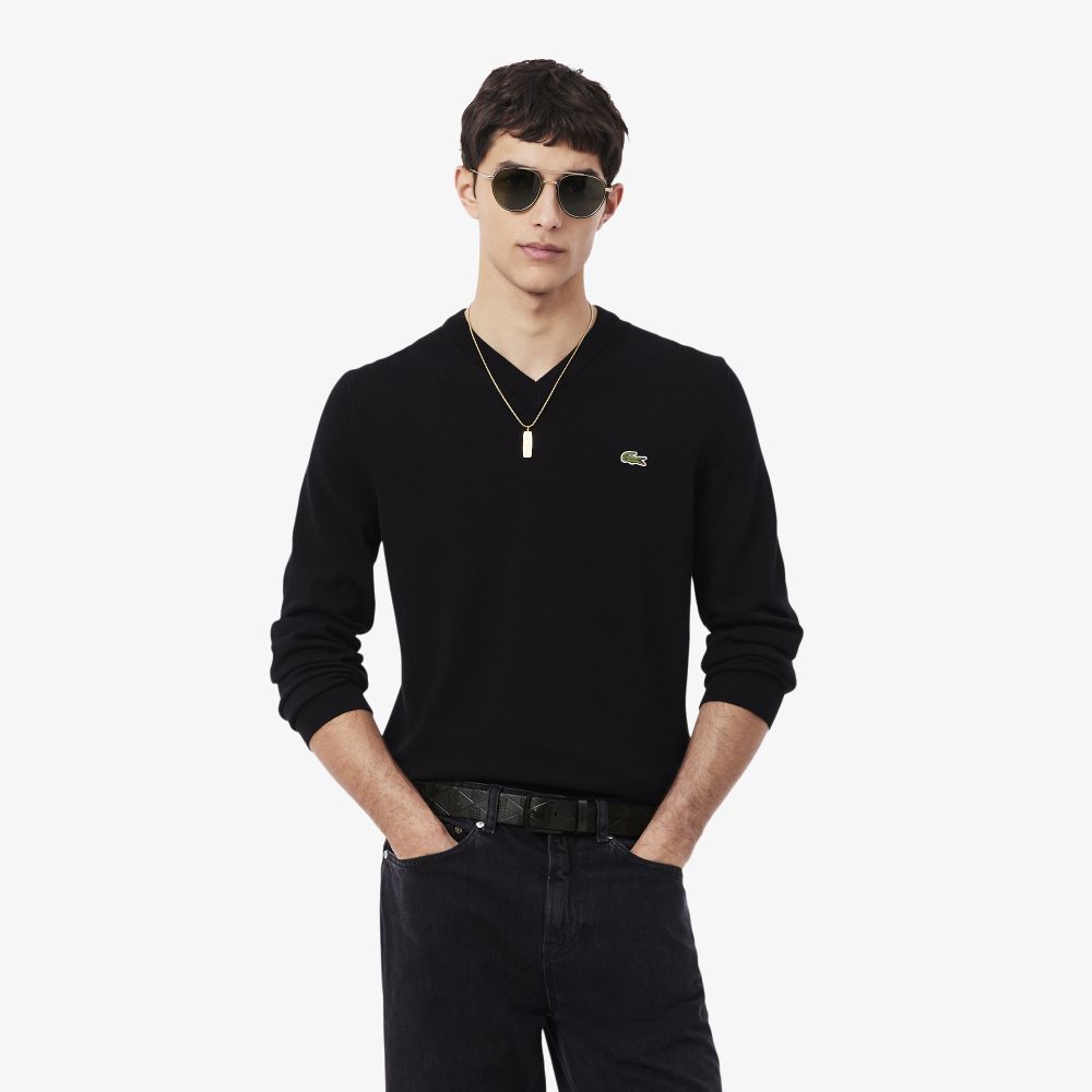LACOSTE حزام جلد رجالي Monogram ‏RC4093 — أسود — صورة 4