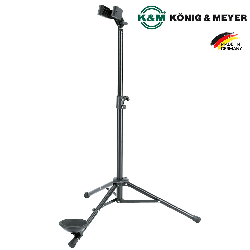 K&M® ขาตั้งบาสซูน (Bassoon Stand) สแตนเลสดำ แป้นรองกลม ปรับระดับความสูงได้ 70 – 120 ซม. รองรับบาสซูน