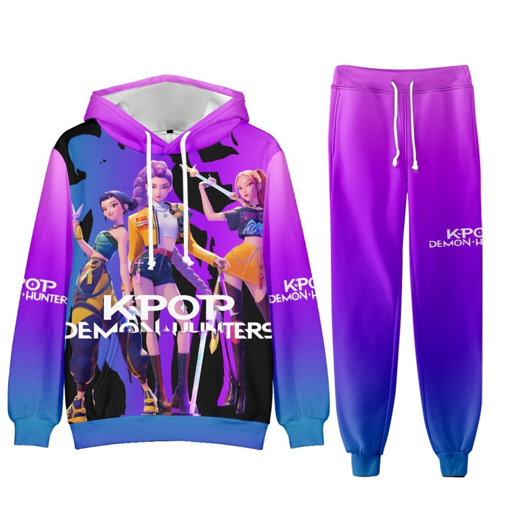 เซ็ตเสื้อกันหนาวและกางเกงพิมพ์ลาย KPop Demon Hunters 2 ชิ้น