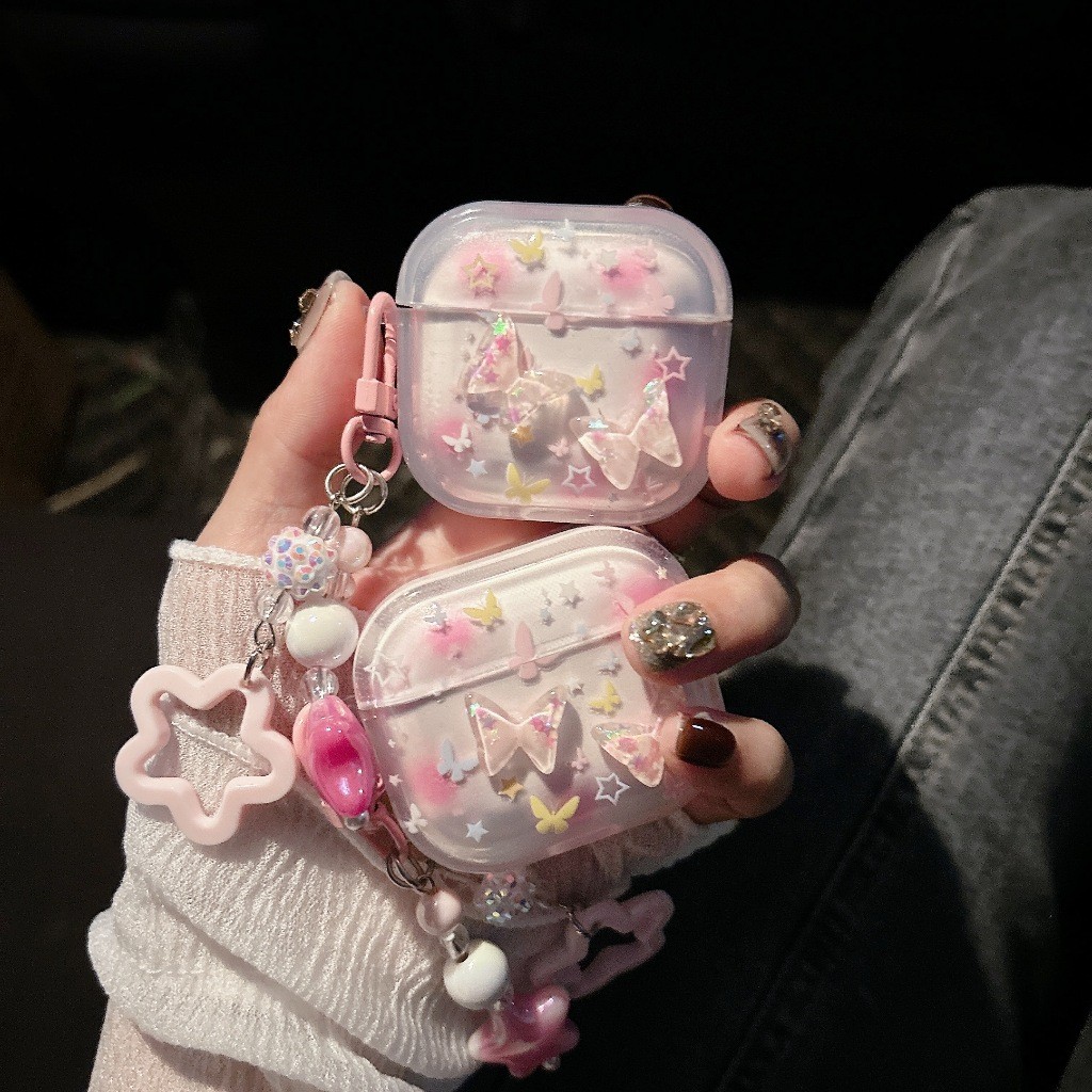 เคสหูฟัง Airpods4 ผีเสื้อ เคสใสการ์ตูนนูน Airpods เคสหูฟังบลูทูธ เคสหูฟังไร้สาย 1 2 pro pro2 gen gen