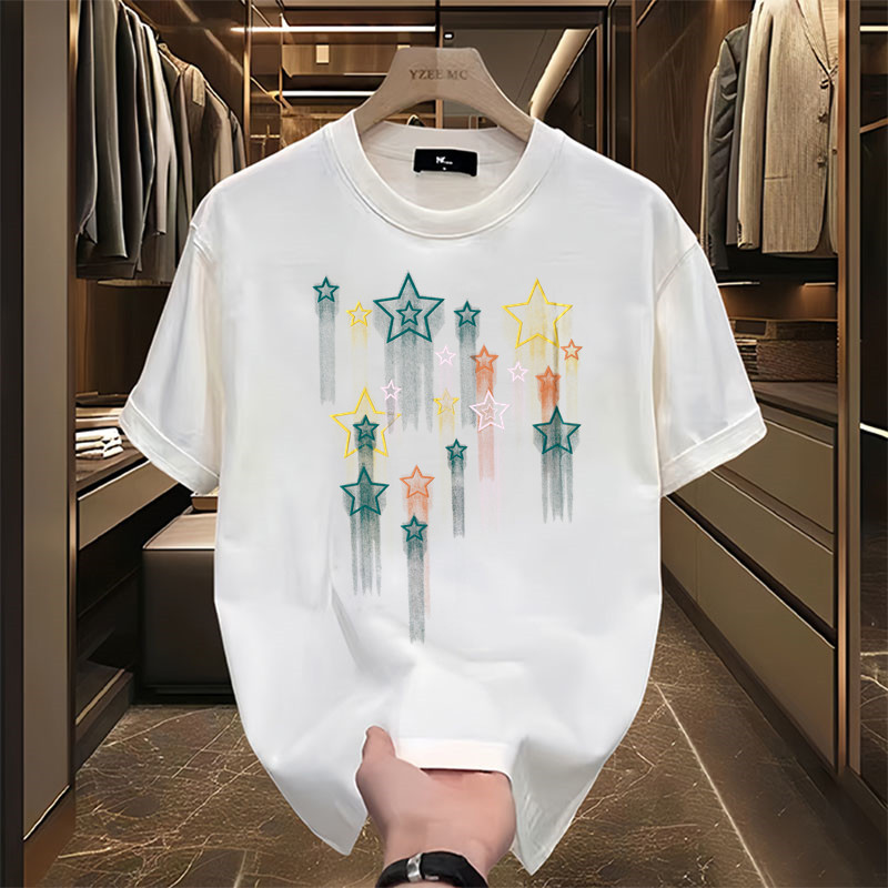 2025 NEW 20252025 Star T-Shirt Men Summer American Heavyweight Hip Hop Short Sleeve Trendy Brand Hig