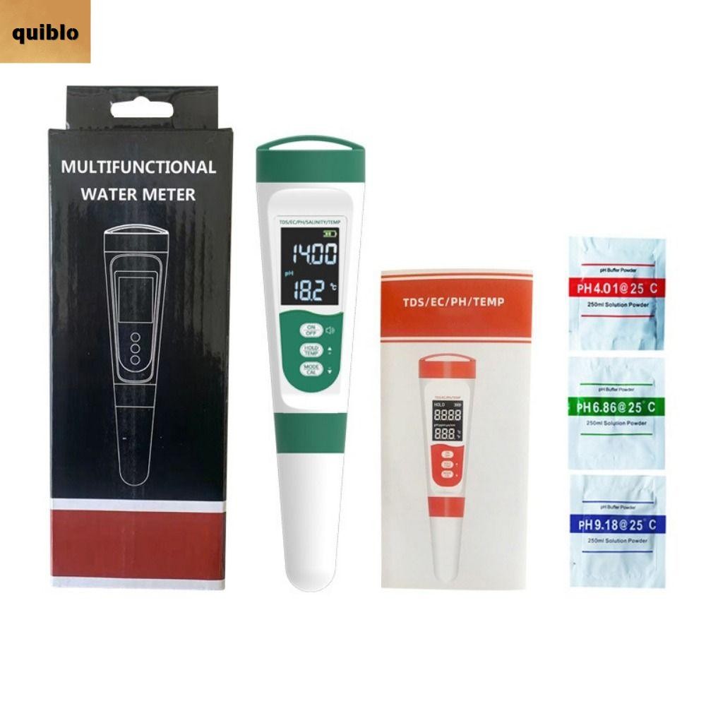QUIBLO Water Test Pen, 5 in1 Digital Water Quality Test Pen, Multifunctional Waterproof LCD Display 