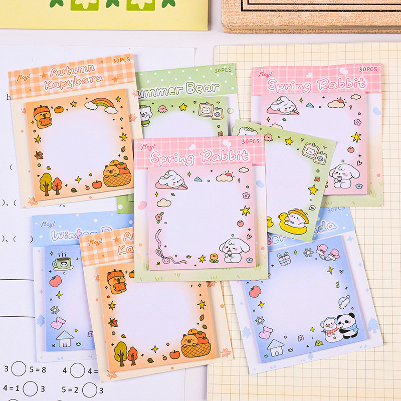 30 แผ่น Cute Amimal Season Series Sticky Notes Student Portable Memo Pad