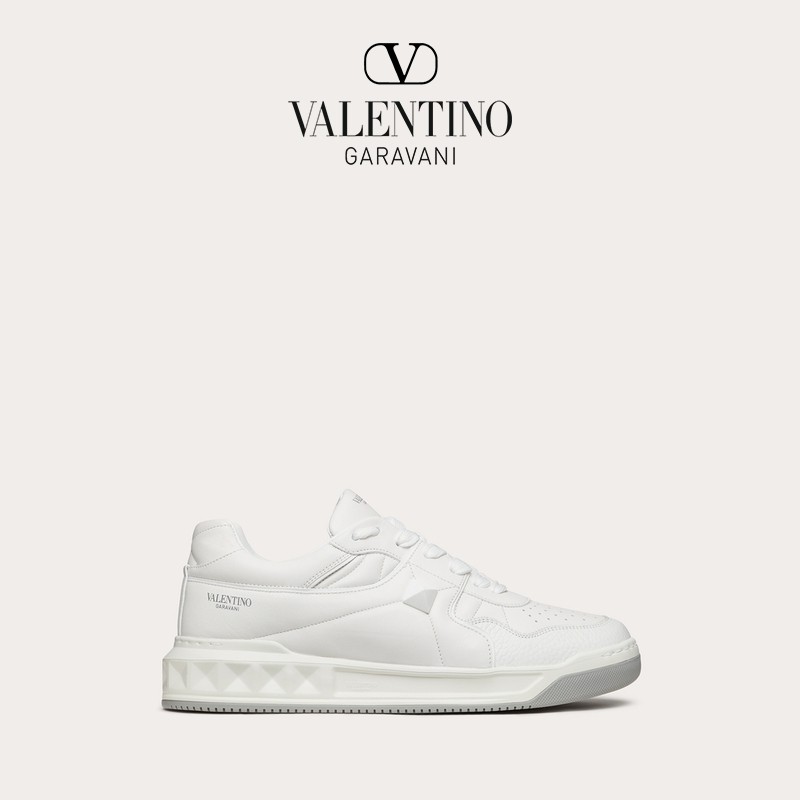 [Phase 24 Free Rest] VALENTINO Mens ONE STUD Low-Top Soft Sheepskin White Shoes