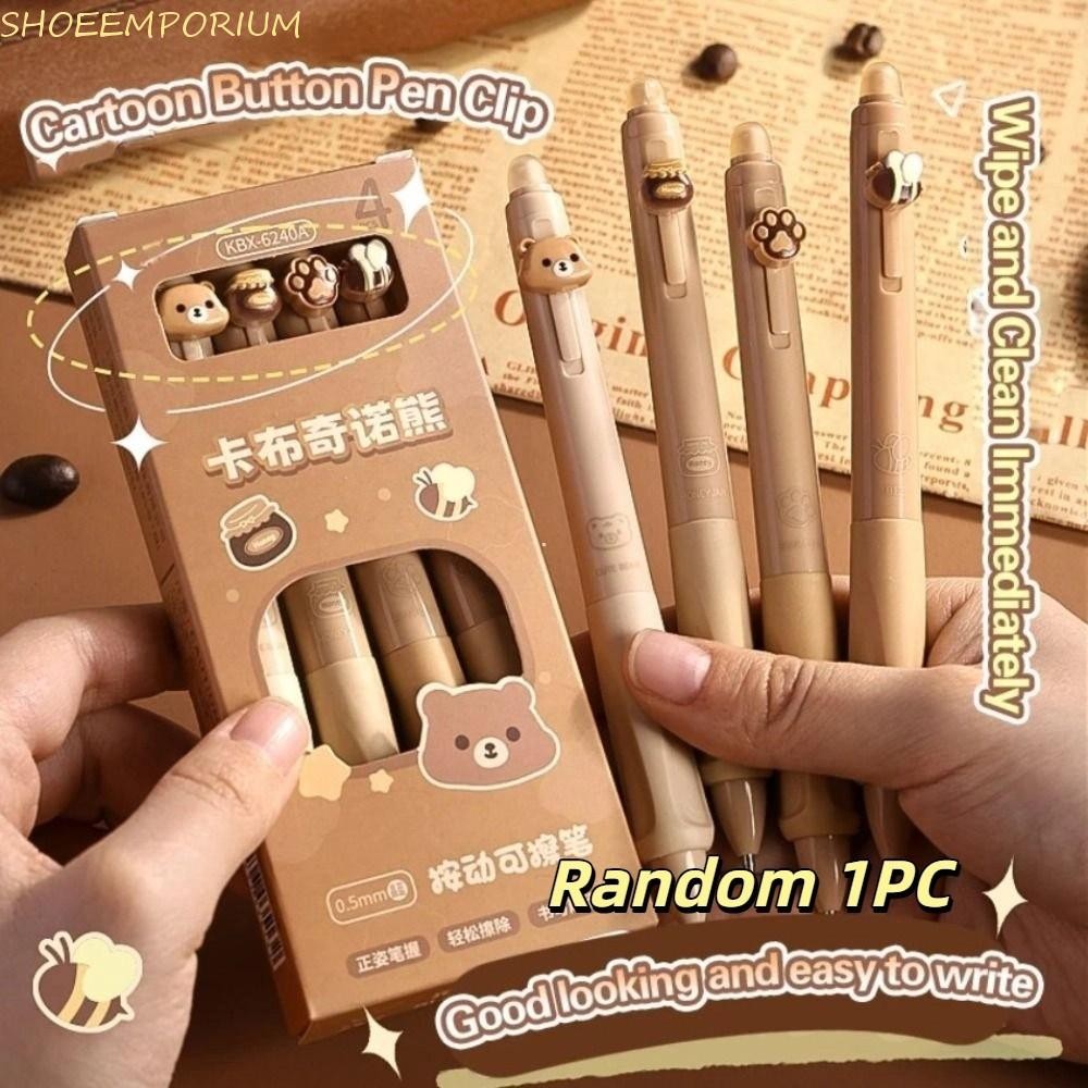 SHOEEMPORIUM 1PC ปากกายางลบความร้อน,ความงามน่ารัก Erasable Gel ปากกา,การ์ตูน Kawaii INS สีดําหมึกสีฟ้า 0.5 มม.ปากกาเป็นกลางโรงเรียน