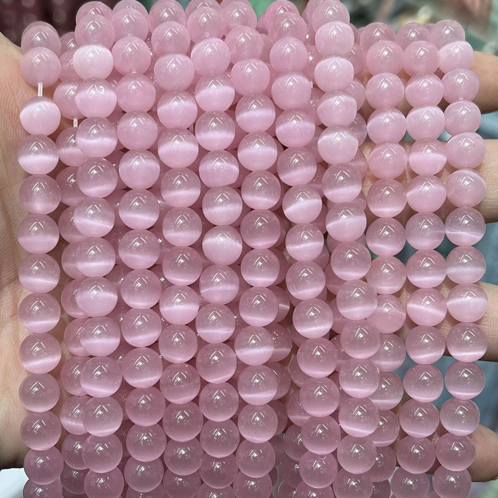 ใหม่สี 1 Strand Cat Eye ลูกปัด 6 มม.8 มม.10 มม.หินธรรมชาติแก้วหลวมรอบ Spacer ลูกปัดสําหรับเครื่องประดับทําสร้อยข้อมือสร้อยคอ DIY อุปกรณ์เสริม