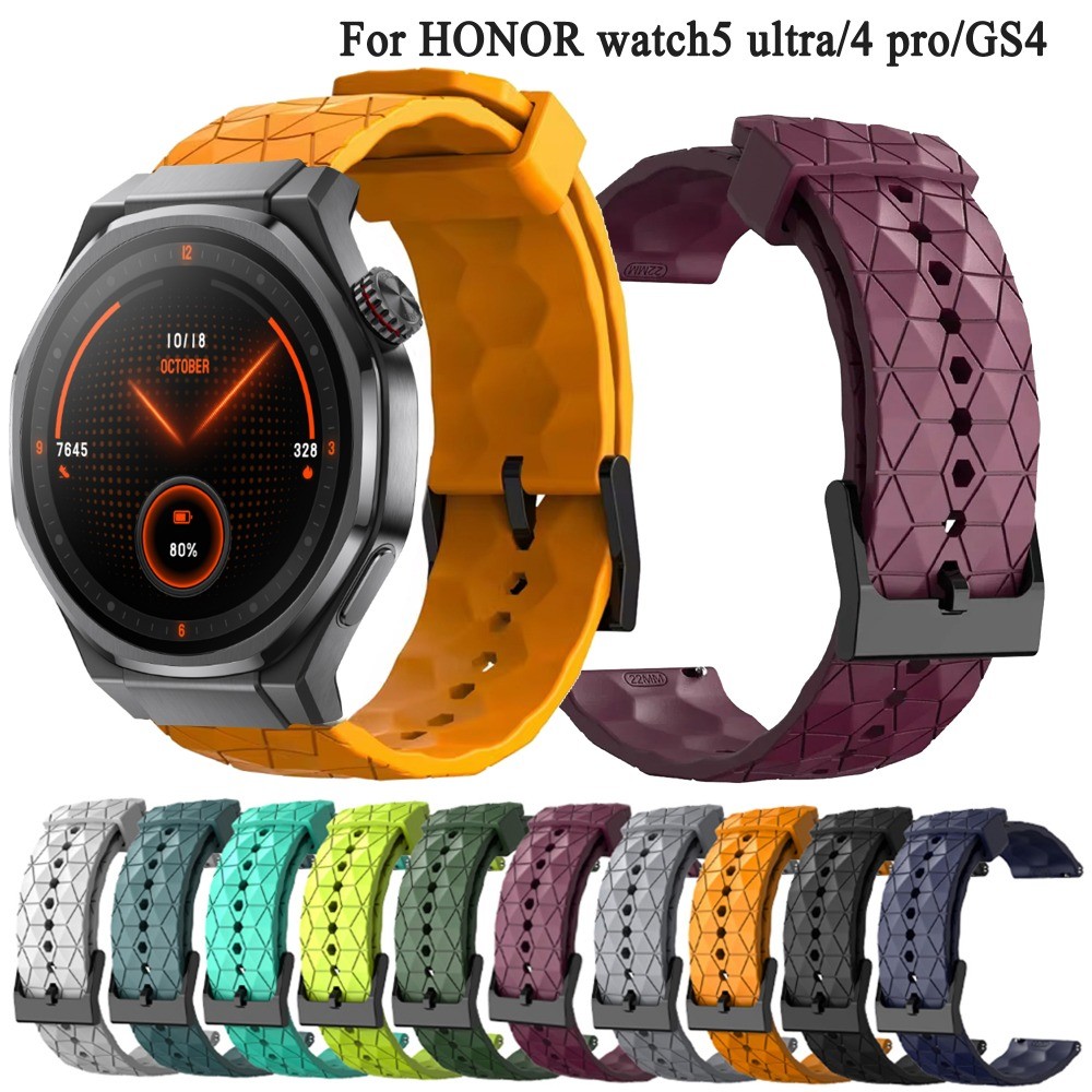 22 มม.20 มม.ซิลิโคนสําหรับ HONOR watch5 ultra/4 pro ฟุตบอลรูปแบบสร้อยข้อมือสําหรับ HONOR นาฬิกา GS4/GS3/GS pro/Magic 2 46 มม.42 มม.สายรัดข้อมือ