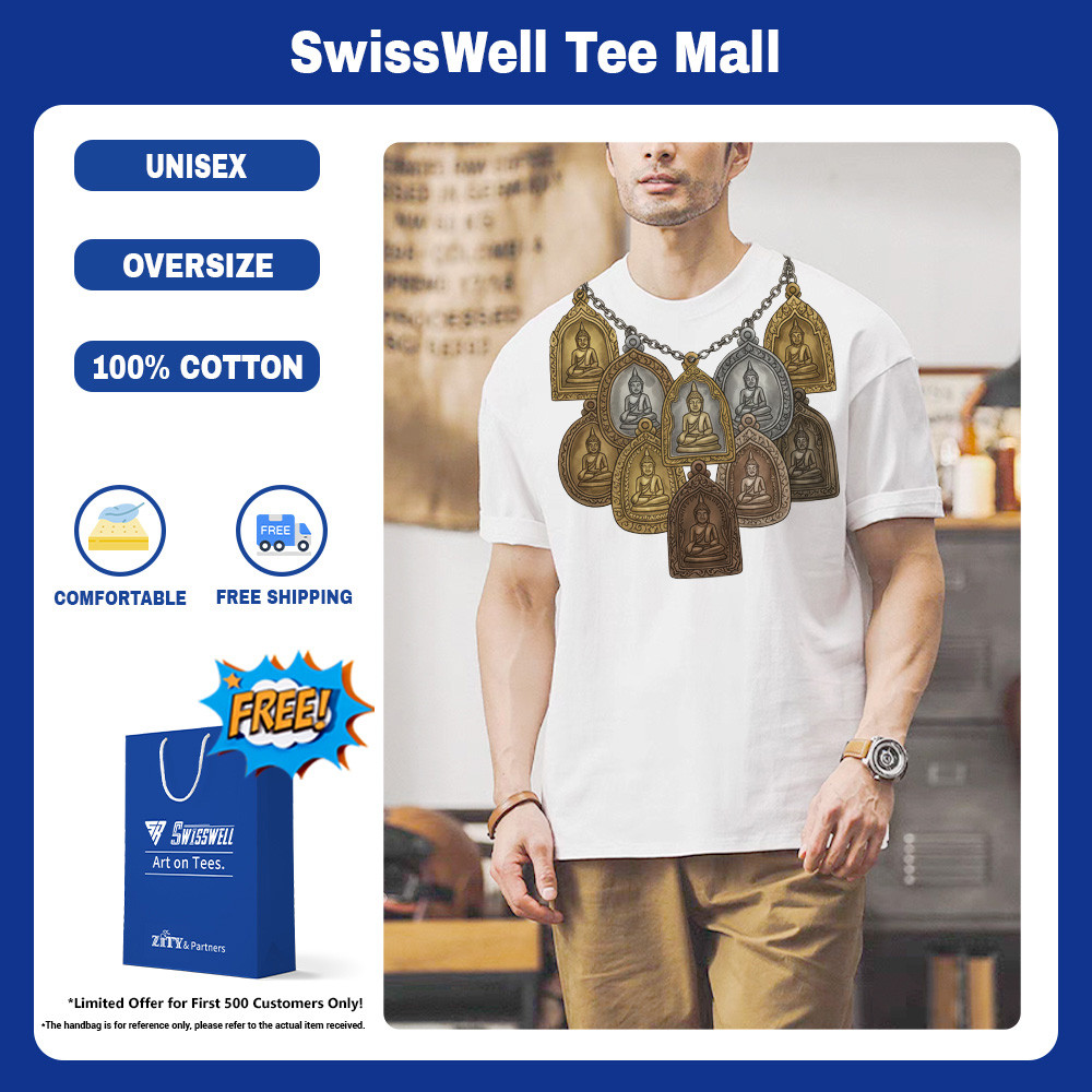 ZITY 🎽 T-Shirt เสื้อยืดผ้าคอตตอน 100% ผู้ชาย Oversize คอกลม Unisex ใส่สบาย ลาย Buddha amulets P2