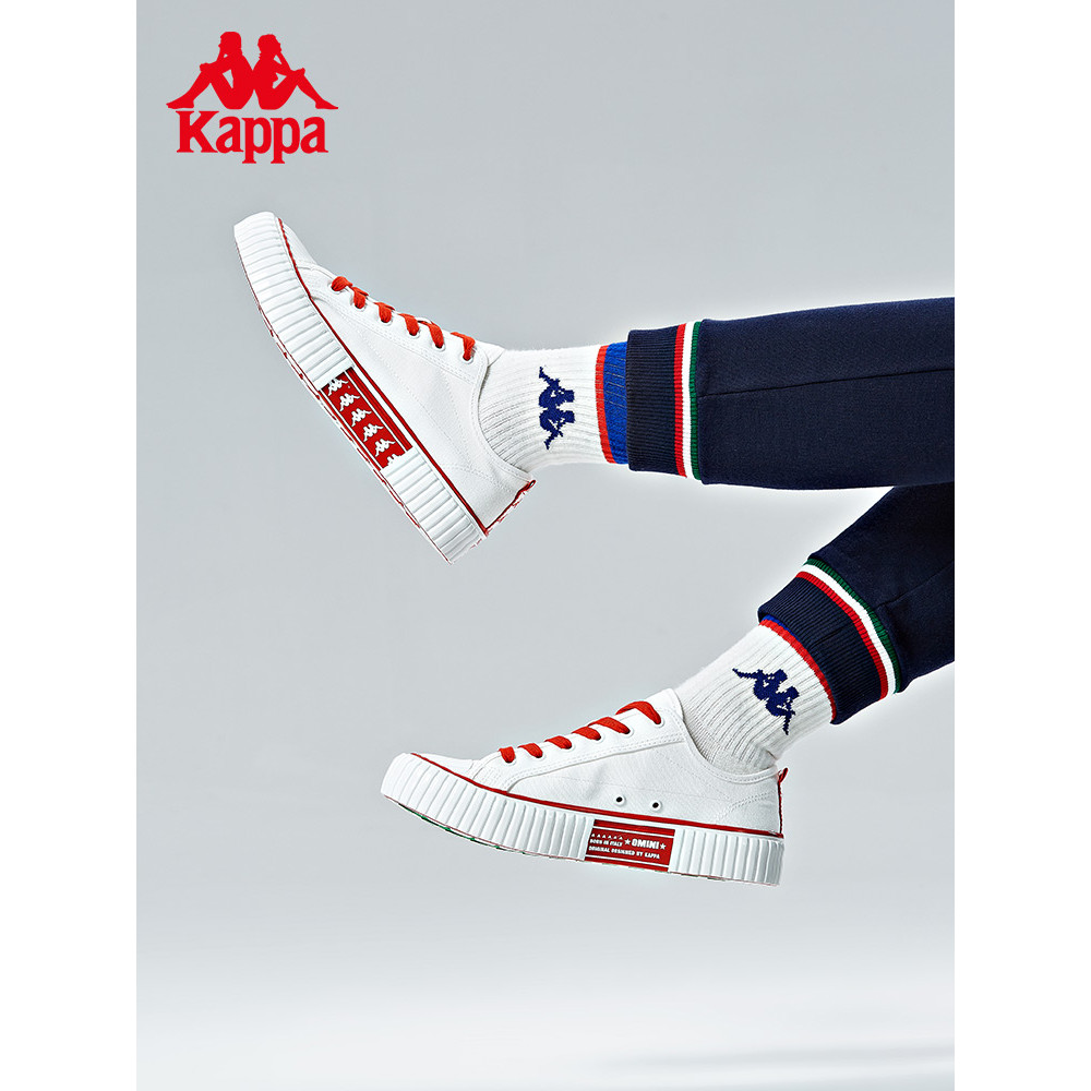 Kappa Kappa String Label รองเท้าผ้าใบผู้ชายผู้หญิงกีฬารองเท้าน้ําหนักเบา Low-Top รองเท้าผ้าใบ Preppy