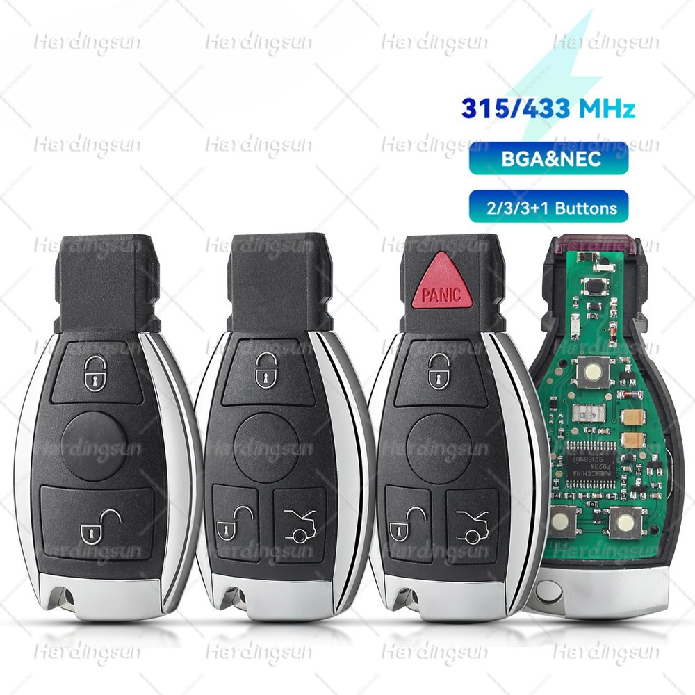 315/433MHz รีโมทคอนโทรลกุญแจรถควบคุม BGA สไตล์สําหรับ Mercedes Benz CES 2รองรับ NEC BGA Fob 2/3/4 ปุ
