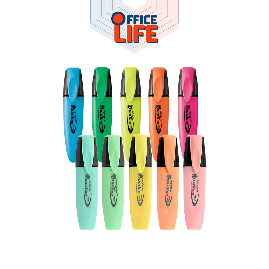 Quantum (ควอนตั้ม) ปากกาไฮไลท์ ปากกาเน้นข้อความ รุ่น QH-710 สีสะท้อนแสง นีออน & พาสเทล ( 1 ด้าม )
