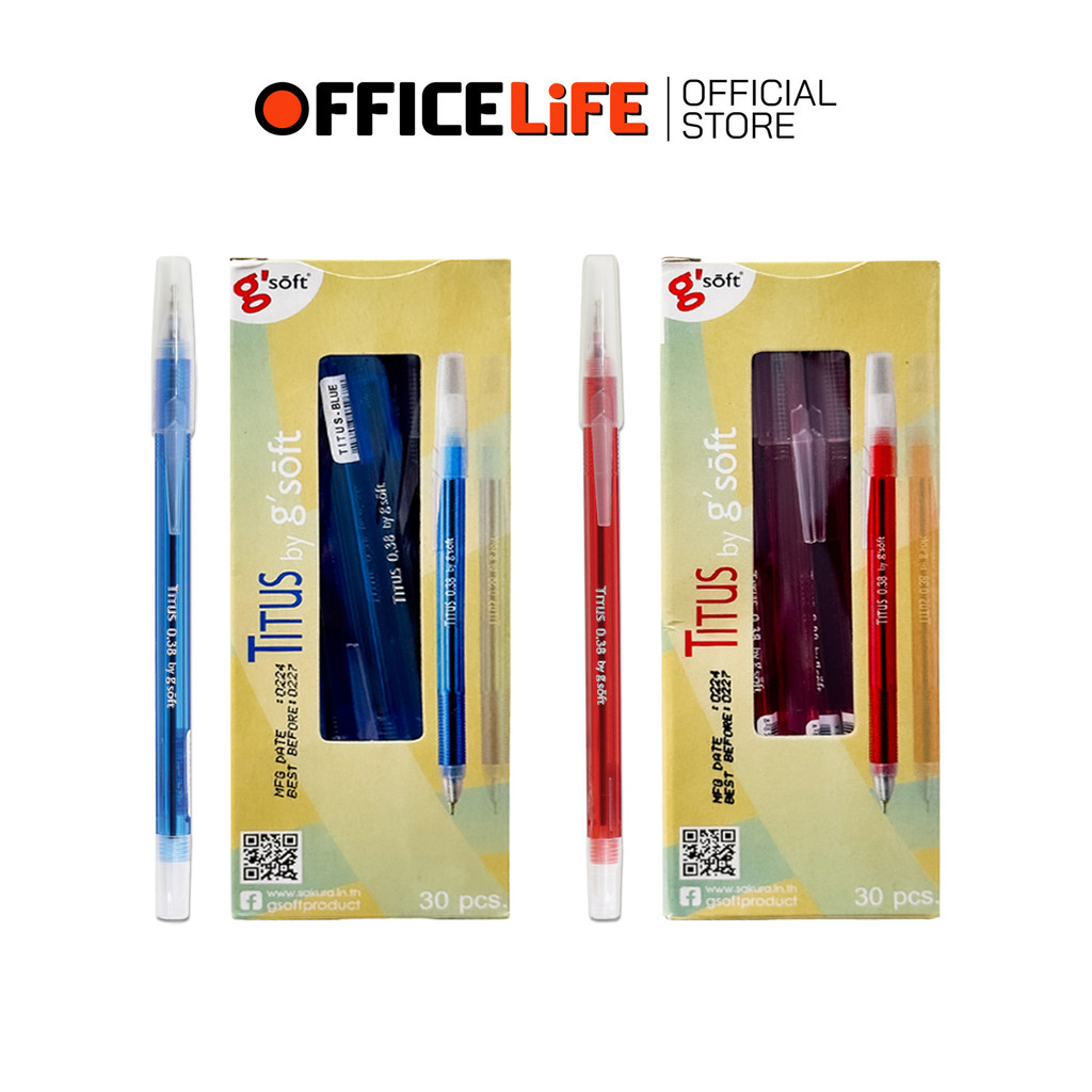 G'Soft (จีซอฟท์) ปากกา ปากกาหมึกเจล รุ่น Titus ตีตุส ขนาดหัวปวกกา 0.38  ( 30 ด้าม / กล่อง )