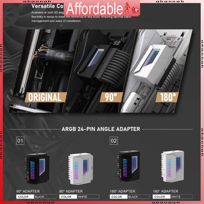 อา 180° 24Pin Power Connectors พร้อมไฟ ARGB 24Pin 180 องศาตัวเชื่อมต่ออะแดปเตอร์สําหรับเมนบอร์ด