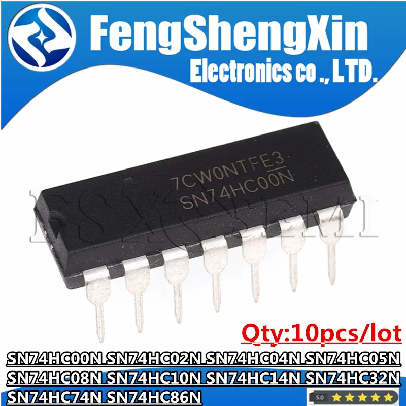 10 ชิ้น SN74HC00N 74HC00 DIP-14 SN74HC02N SN74HC04N SN74HC05N SN74HC08N SN74HC10N SN74HC14N 74HC04 S