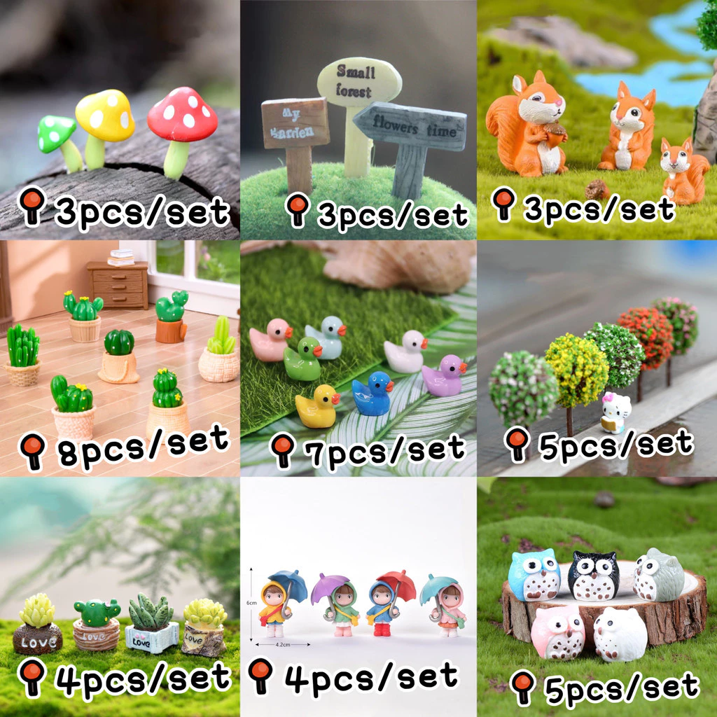 3 ~ 8 ชิ้น/เซ็ตNew Fundraising Cat ชุด Micro Landscape DIY อุปกรณ์ทําสวนแมวน่ารักงานฝีมือพลาสติกตกแต่งภูมิทัศน์
