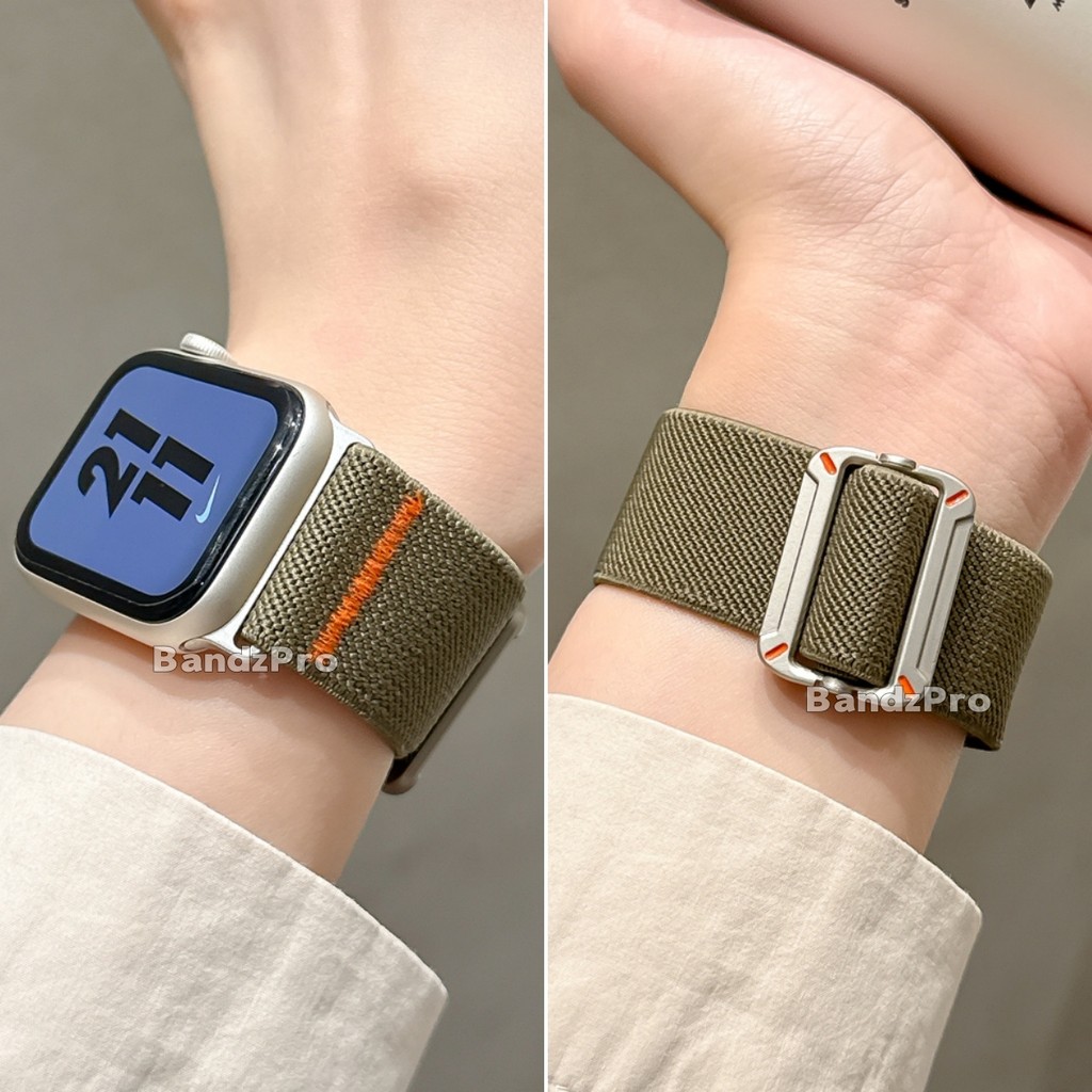 กีฬาไนลอนยืดหยุ่นสายนาฬิกาสําหรับ Apple Watch S11/10/9/8/7/6/5/4/3 SE3 ULTRA X10Pro Breathable สายคล้องคอสําหรับ IWatch 49 มม.46 มม.45 44 42 41 40 38 อุปกรณ์เสริม - รูปที่ 5